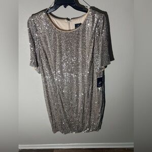 Sparkly Sequence Adrianna Pappel Sz 22 Sequin Short Sleeve Dress fun & feminine